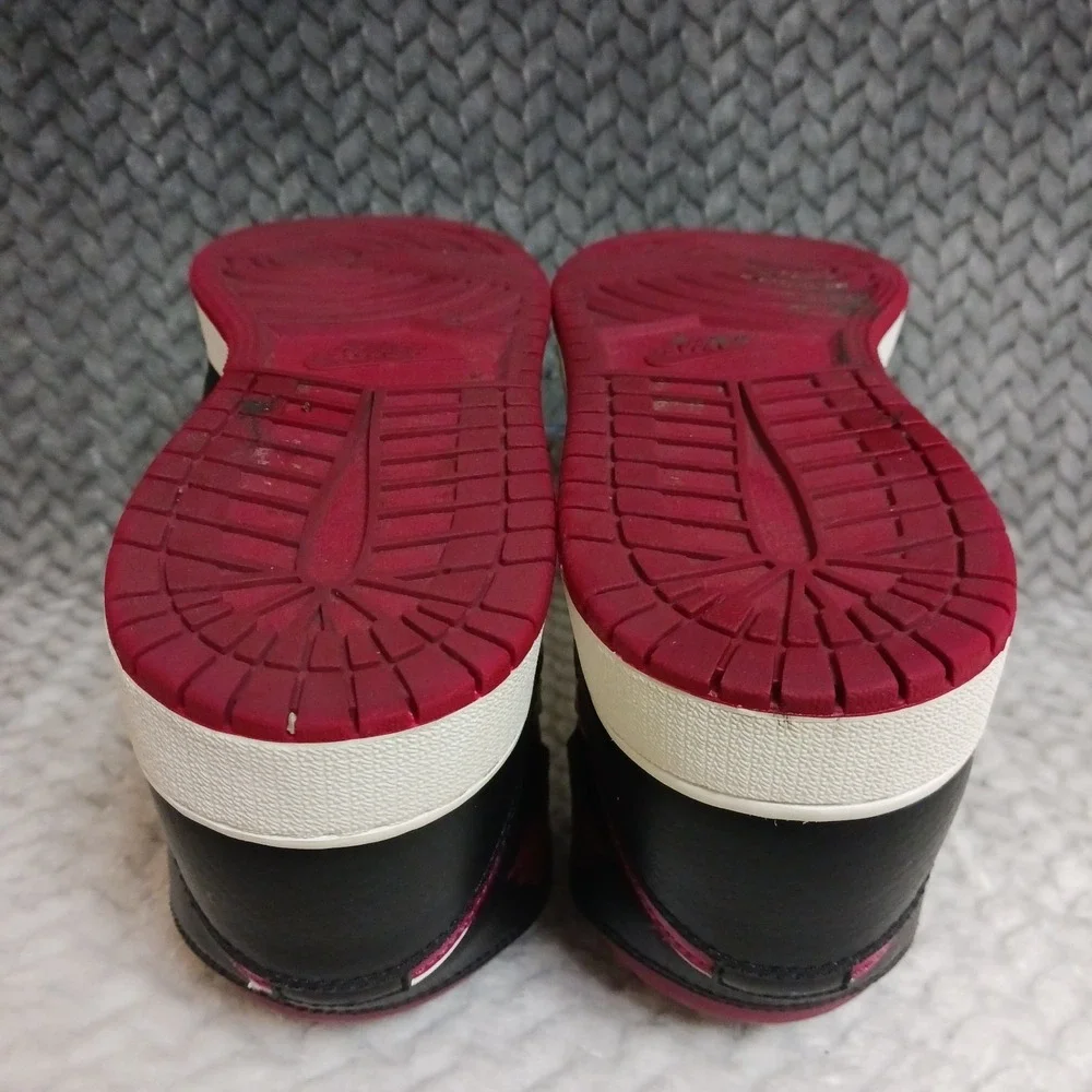 Jordan 1 Mid Bred Toe GS Black Noble Red Youth Basketball Sneakers Shoes Size 6Y